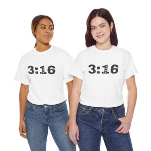 Unisex Heavy Cotton Tee: Casual Everyday Wear, John 3:16 Graphic Tee, Inspirational T-Shirt, Unique Gift for Friends, Religious Merchandise